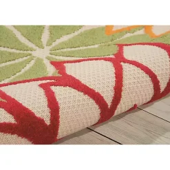 Kirklands Home Red Bright Floral Burst Outdoor Area Rug, 5x7
