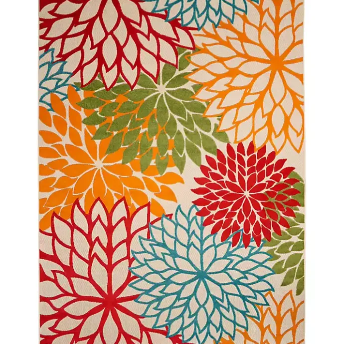 Online Kirklands Home Red Bright Floral Burst Outdoor Area Rug, 7x10