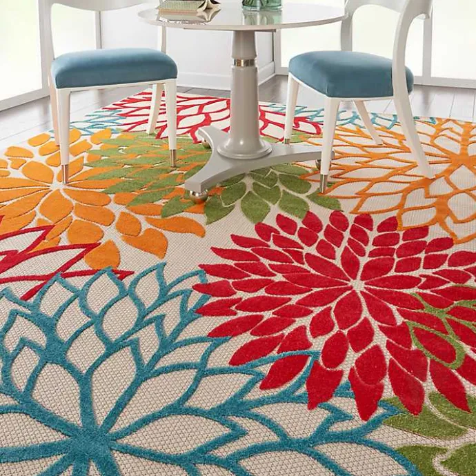 Online Kirklands Home Red Bright Floral Burst Outdoor Area Rug, 7x10