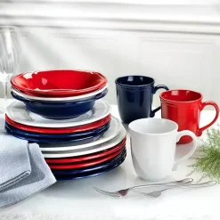 Outlet Kirklands Home Ceramic Soft Scallop 16-pc. Dinnerware Set Red