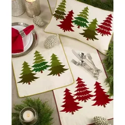 Discount Kirklands Home Red Embroidered Christmas Trees Table Runner