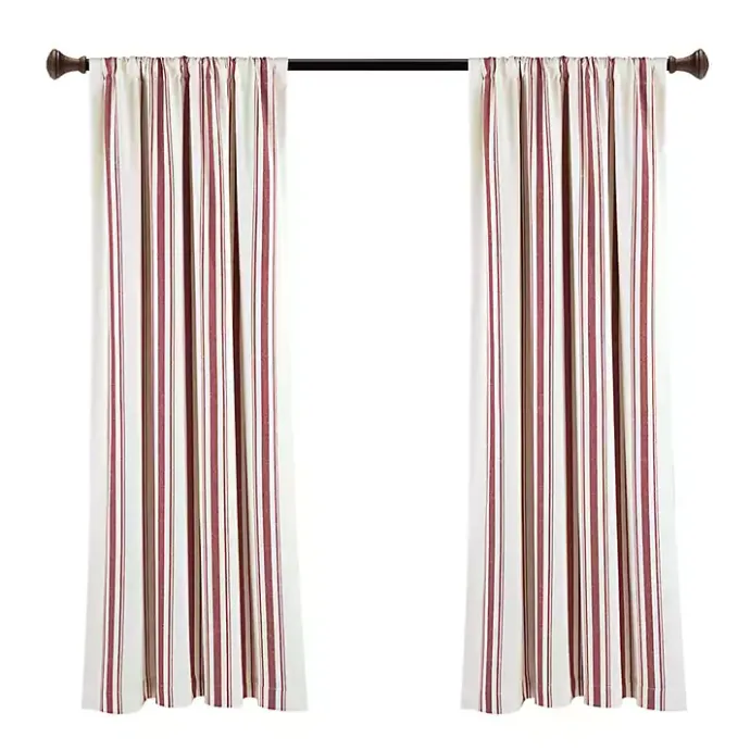 Discount Kirklands Home Red Farmhouse Stripe Curtain Panels, Set of 2