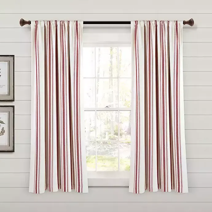Discount Kirklands Home Red Farmhouse Stripe Curtain Panels, Set of 2