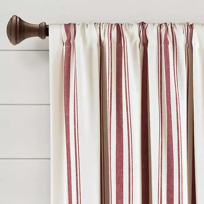 Discount Kirklands Home Red Farmhouse Stripe Curtain Panels, Set of 2