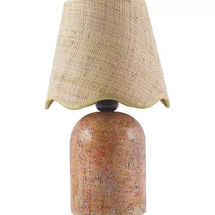 Online Kirklands Home Faux Stone Table Lamp with Scalloped Shade Red