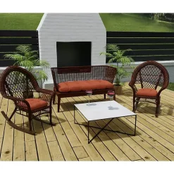 Sale Kirklands Home French Edge 3-pc. Outdoor Wicker Cushion Set Red