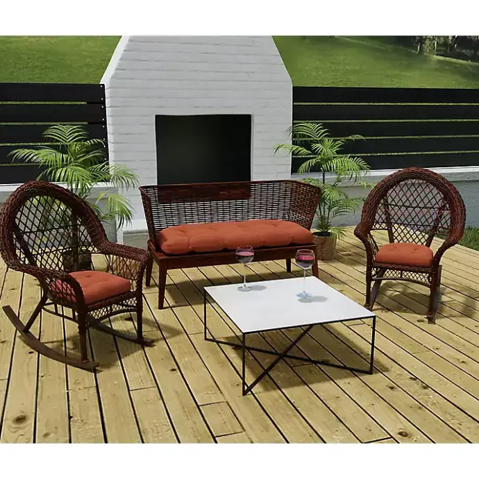 Sale Kirklands Home French Edge 3-pc. Outdoor Wicker Cushion Set Red