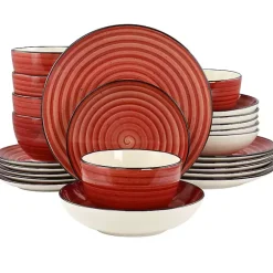 Online Kirklands Home Gia Stoneware 24-pc. Dinnerware Set Red