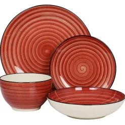 Online Kirklands Home Gia Stoneware 24-pc. Dinnerware Set Red