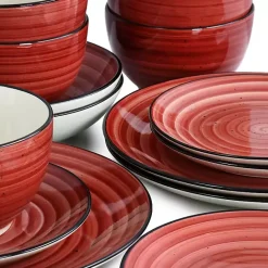 Online Kirklands Home Gia Stoneware 24-pc. Dinnerware Set Red