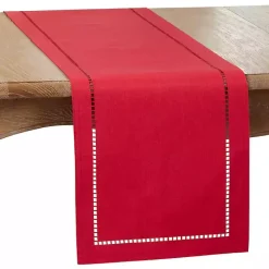 Kirklands Home Hemstitch Border Table Runner Red