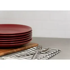 New Kirklands Home Matte Ceramic Dinner Plates, Set of 6 Red