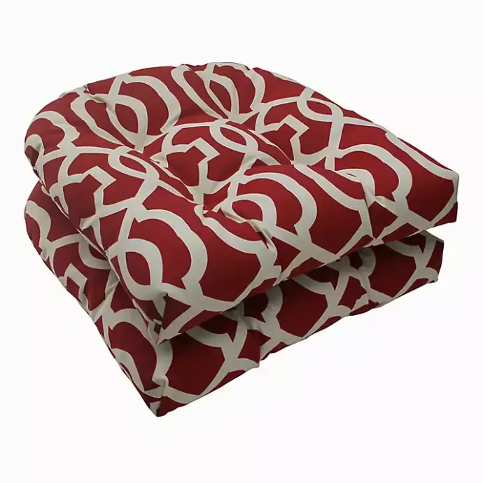 Discount Kirklands Home Red New Geometric Wicker Chair Cushions, Set of 2