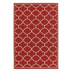 Kirklands Home Quatrefoil Jenn Outdoor Rug, 5x7 Red