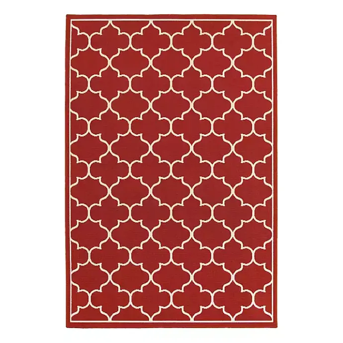 Kirklands Home Quatrefoil Jenn Outdoor Rug, 5x7 Red