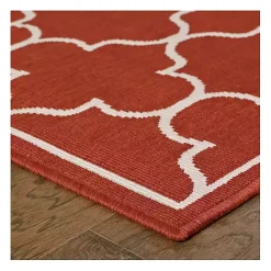 Kirklands Home Quatrefoil Jenn Outdoor Rug, 5x7 Red