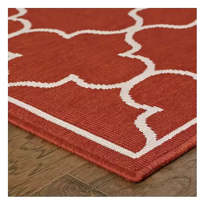 Kirklands Home Quatrefoil Jenn Outdoor Rug, 5x7 Red