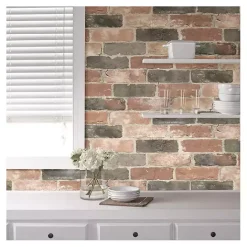 Discount Kirklands Home Red Reclaimed Brick Peel & Stick Wallpaper