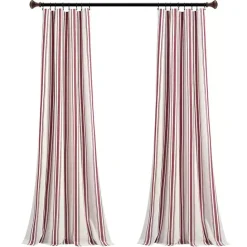 Best Kirklands Home Stripe Farmhouse Curtain Panel Set, 95 in. Red