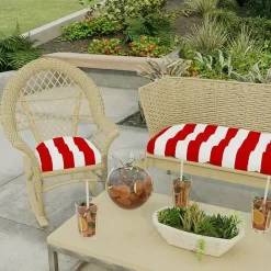 Hot Kirklands Home Red Stripe French 2-pc. Outdoor Wicker Cushion Set