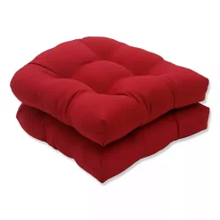 Kirklands Home Tufted Outdoor Wicker Chair Cushion, Set of 2 Red