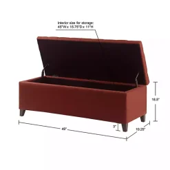 Hot Kirklands Home Tufted Shandra Storage Bench Red