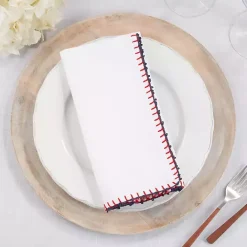 Kirklands Home Red Whipstitch Napkins, Set of 4 White