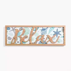 Hot Kirklands Home Relax Seashell Print Wood Wall Plaque