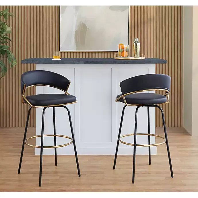 Clearance Kirklands Home Remy Swivel Bar Stools, Set of 2 Black