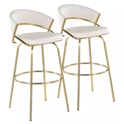 Online Kirklands Home Remy White & Gold Swivel Bar Stools, Set of 2 Black