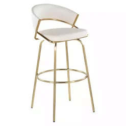 Online Kirklands Home Remy White & Gold Swivel Bar Stools, Set of 2 Black