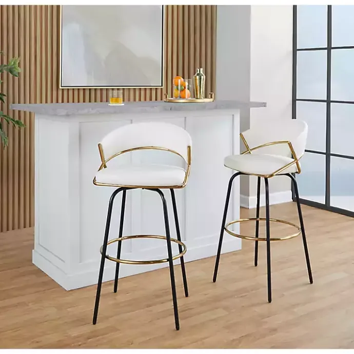Outlet Kirklands Home Remy Swivel Bar Stools, Set of 2 White
