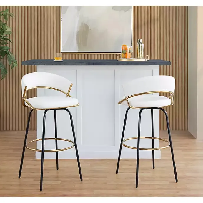 Outlet Kirklands Home Remy Swivel Bar Stools, Set of 2 White