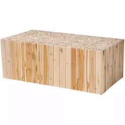 Discount Kirklands Home Repurposed Wood Logs Recgle Coffee Table Tan