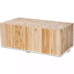 Discount Kirklands Home Repurposed Wood Logs Recgle Coffee Table Tan