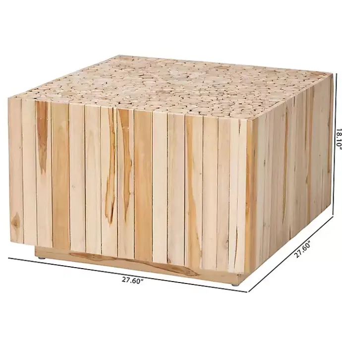 Online Kirklands Home Repurposed Wood Logs Square Coffee Table Tan