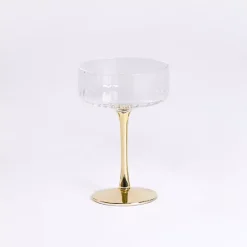 Online Kirklands Home Ripple Gold Base Coupe Wine Glass