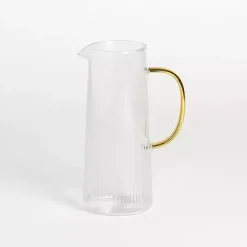 Online Kirklands Home Ripple Gold Handle Glass Pitcher