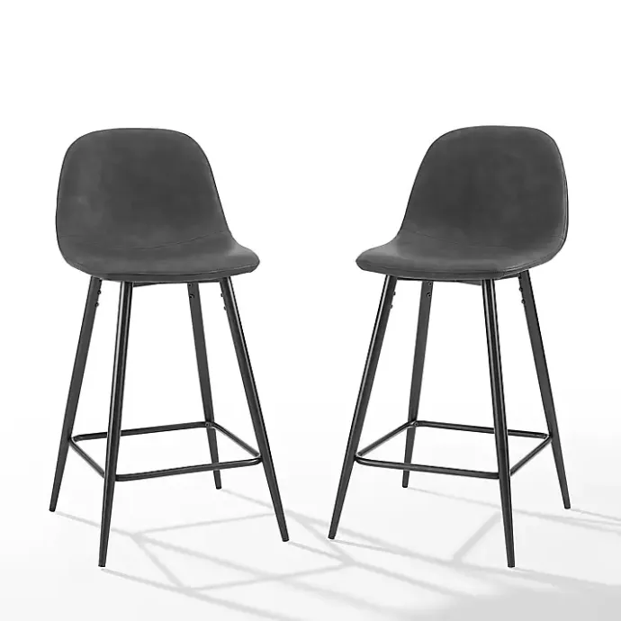 Hot Kirklands Home Rorke Faux Leather Counter Stools, Set of 2 Black