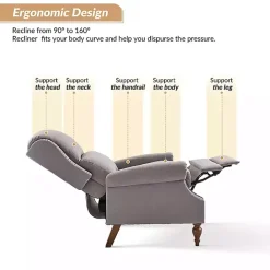 Hot Kirklands Home Rosalie Light Upholstered Manual Recliner Gray