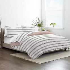 New Kirklands Home Rose Pink Echo Stripe 3-pc. Queen Duvet Cover Set