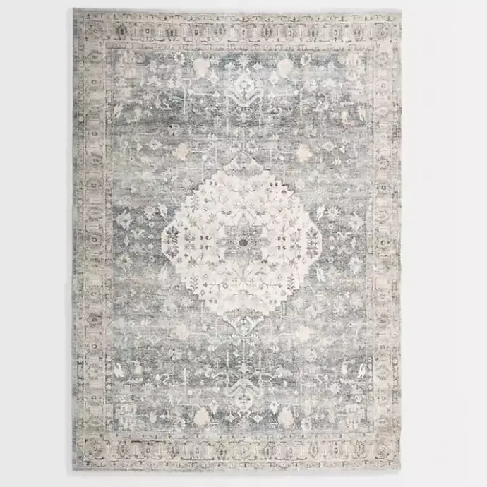 Online Kirklands Home Rosette Dusty Aqua Area Rug, 5x7