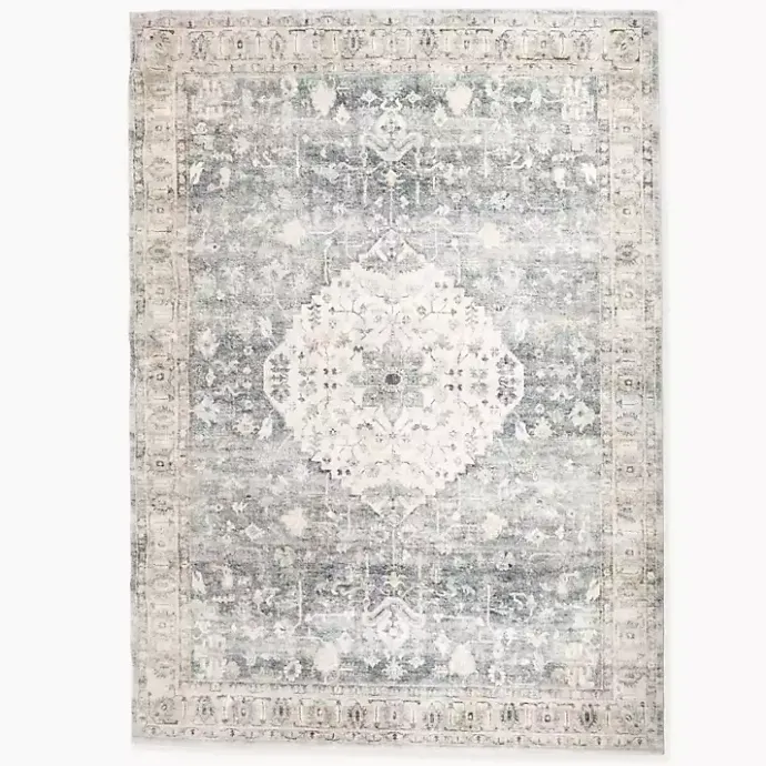 Hot Kirklands Home Rosette Dusty Aqua Area Rug, 7x9