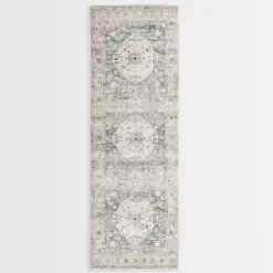 Sale Kirklands Home Rosette Dusty Aqua Runner