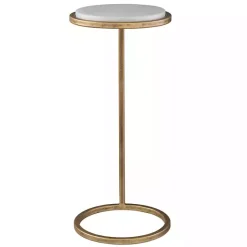 Online Kirklands Home Round Aged and Marble Accent Table Gold