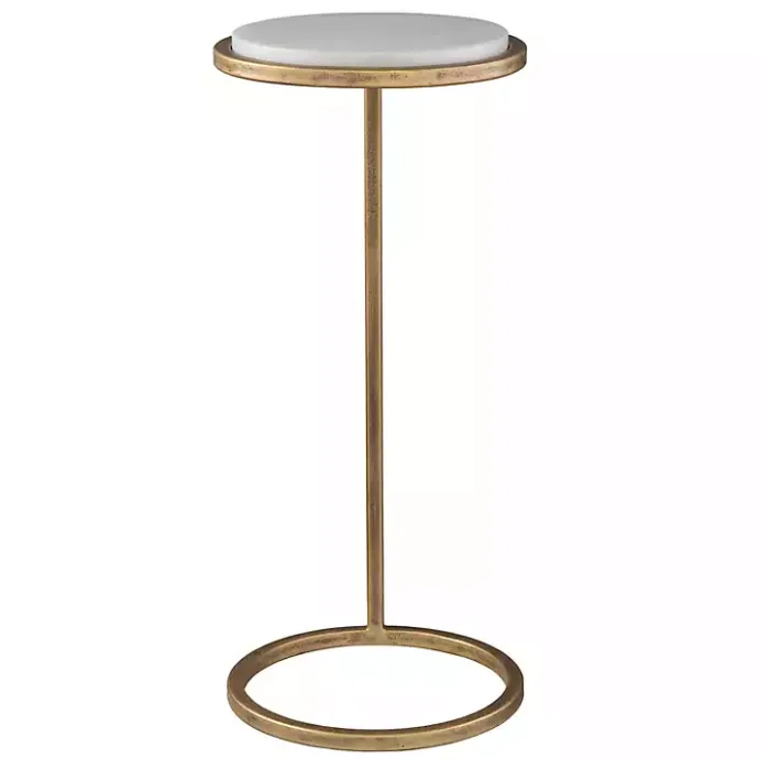 Online Kirklands Home Round Aged and Marble Accent Table Gold