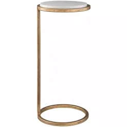 Online Kirklands Home Round Aged and Marble Accent Table Gold