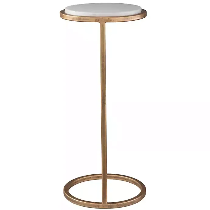 Online Kirklands Home Round Aged and Marble Accent Table Gold