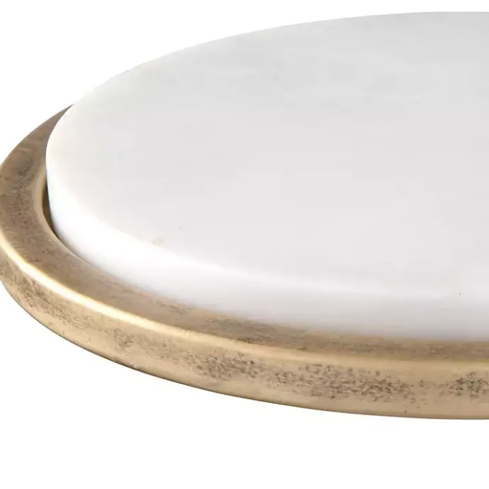 Online Kirklands Home Round Aged and Marble Accent Table Gold