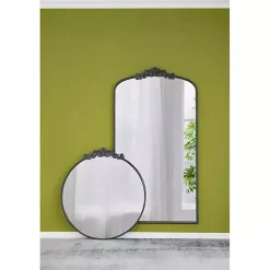 Hot Kirklands Home Round Antique Floral Scroll Mirror, 39 in. Black